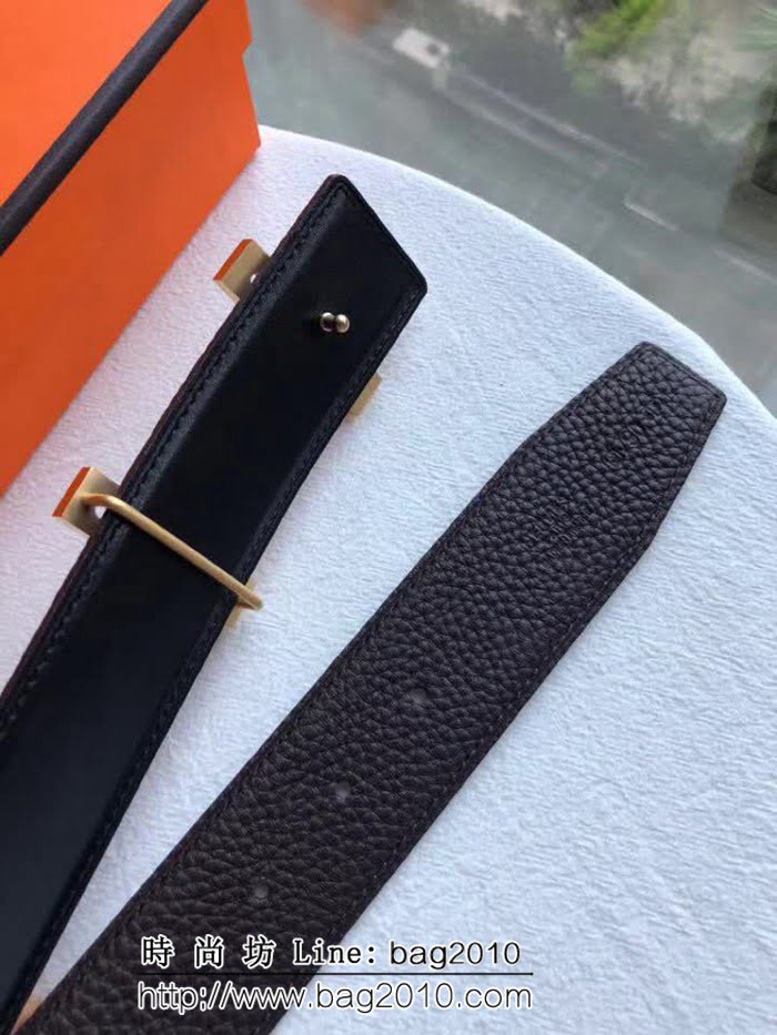 愛馬仕HERMES 專櫃H鏤空金屬掛扣精鋼材質 雙面荔枝原版皮高端男士皮帶 HHG1504